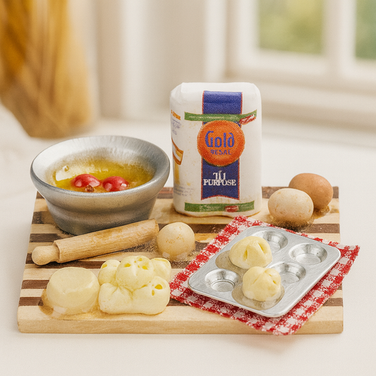 Miniatur Backstube aus Polyresin als Wichtel Zubehör für das Wichtelhaus