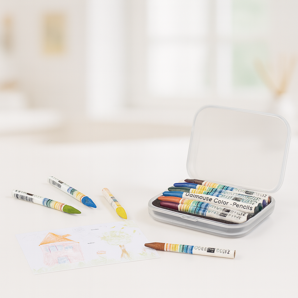 Miniatur Wachsmalkreide Set mit 12 Farben als Wichtel Zubehör