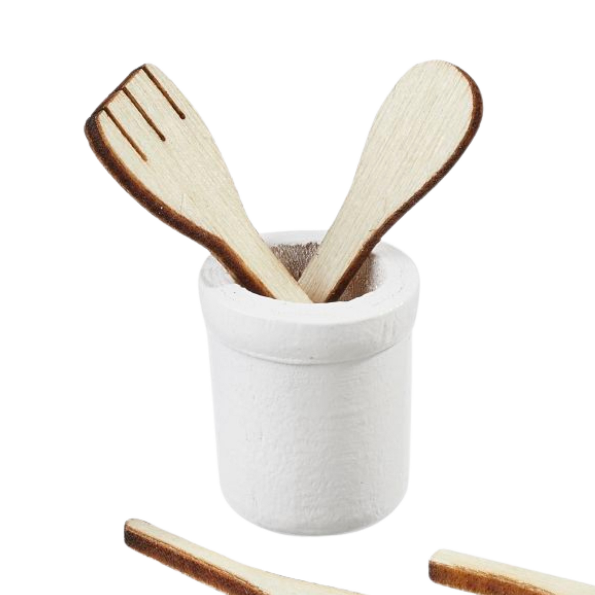Miniatur Küchen Set aus Holz mit Kochlöffeln fürs Wichtelhaus