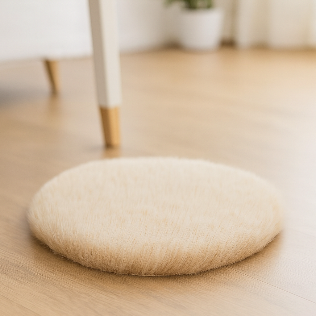 Miniatur Teppich rund beige aus Stoff ca. 12 cm, Wichtel Zubehör für das Wichtelhaus und kreative Geldgeschenke