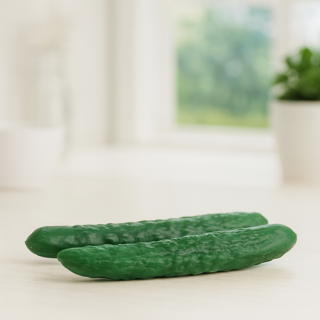 Miniatur Gurken aus Kunststoff 2 Stück als Wichtel Zubehör fürs Wichtelhaus