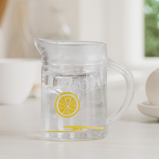 Miniatur Wasserkrug mit Zitrone aus Kunststoff als Wichtel Zubehör fürs Wichtelhaus