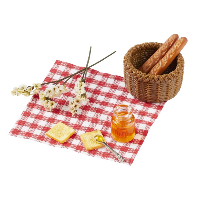 Miniatur Picknickkorb Set mit Baguette und Honig als Wichtel Zubehör