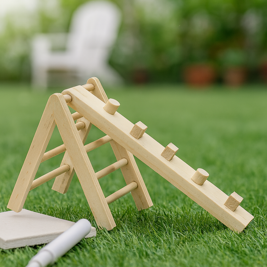 Miniatur Kletter-Gerüst aus Holz ca. 10 cm, Wichtel Zubehör für Garten Spielplatz und Geldgeschenke