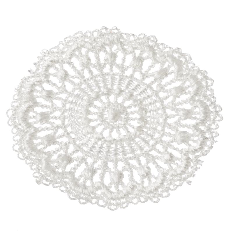 Miniatur Spitzen-Deckchen weiß aus Stoff ca. 5 cm, Wichtel Zubehör für Wichtelhaus und Geldgeschenke