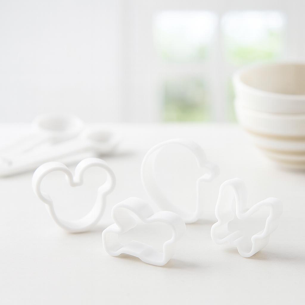 Miniatur Ausstechformen 4-teilig aus Kunststoff, Wichtel Zubehör für Küche und Geldgeschenke