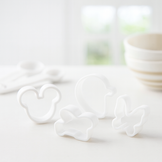 Miniatur Ausstechformen 4-teilig aus Kunststoff, Wichtel Zubehör für Küche und Geldgeschenke