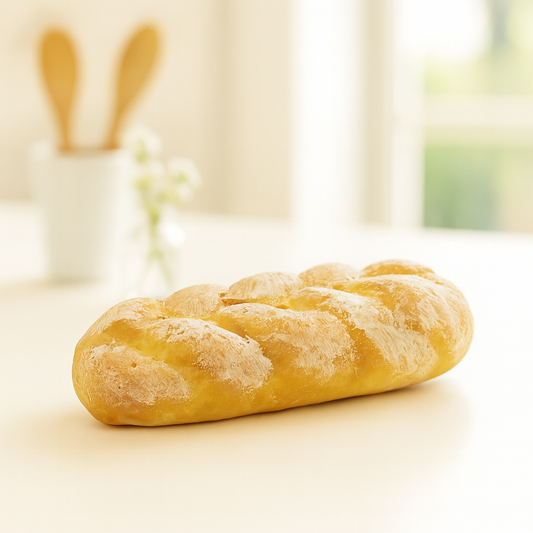Miniatur Baguette aus Kunststoff in realistischer Brot-Optik, Wichtel Zubehör für Küche und Geldgeschenke
