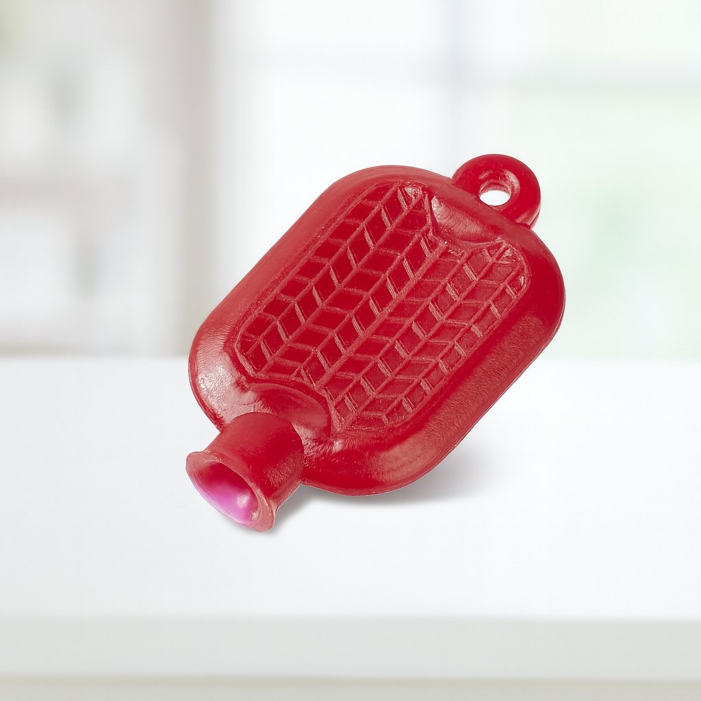 Miniatur Wärmflasche rot im 2er-Set ca. 2 cm, Wichtel Zubehör für Wichtelhaus und Geldgeschenke