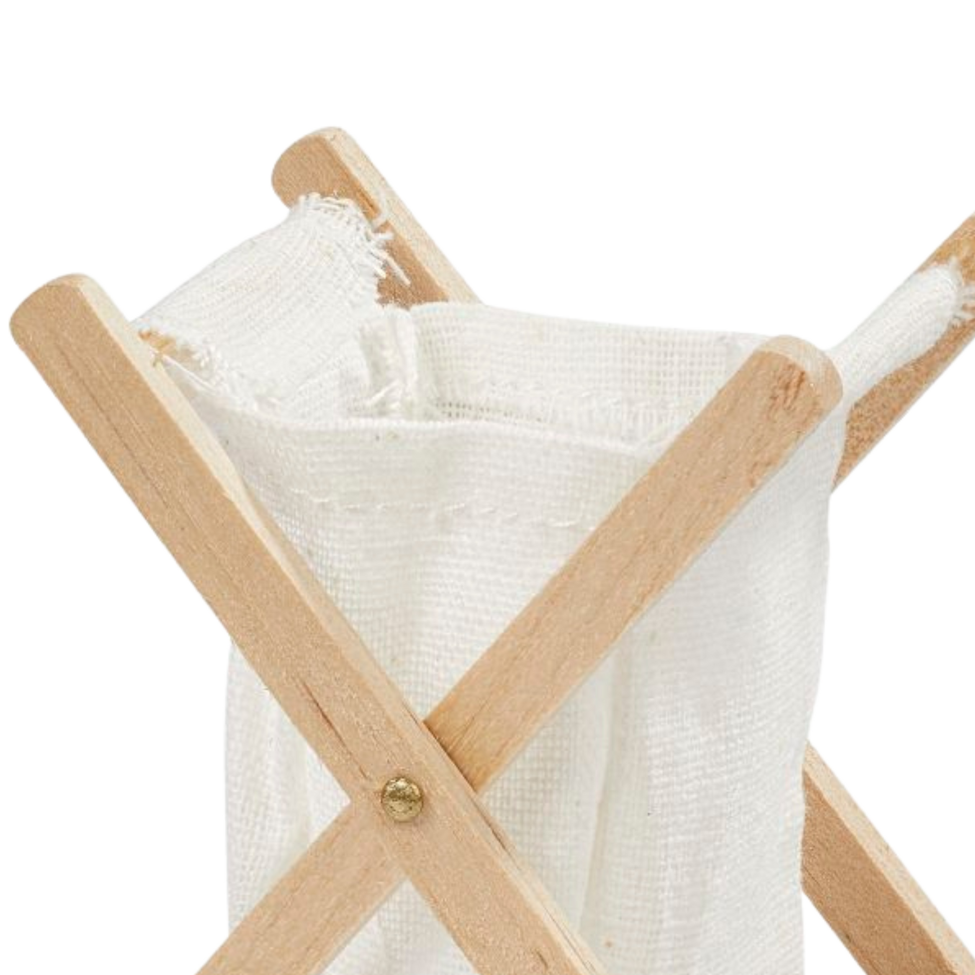 Miniatur Wäschesack mit Holzgestell und Stoffeinsatz, Wichtel Zubehör für Wichtelhaus und Geldgeschenke