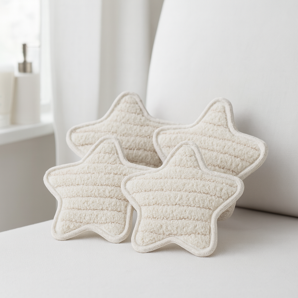Miniatur Stoffstern Kissen beige als Wichtel Zubehör für das Wichtelhaus