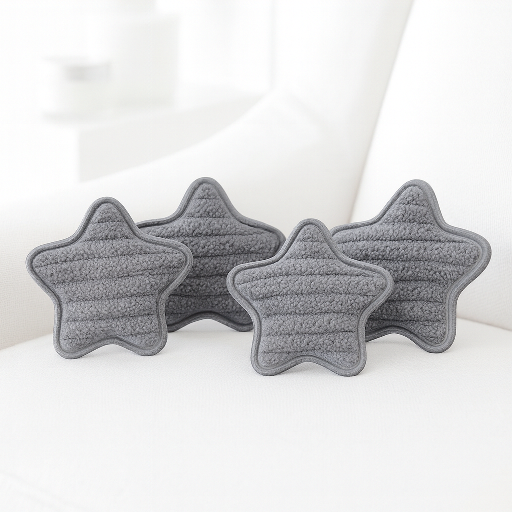 Miniatur Stoffstern Kissen grau als Wichtel Zubehör für das Wichtelhaus