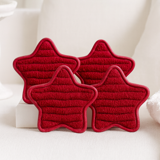 Miniatur Stoffstern Kissen rot als Wichtel Zubehör für das Wichtelhaus