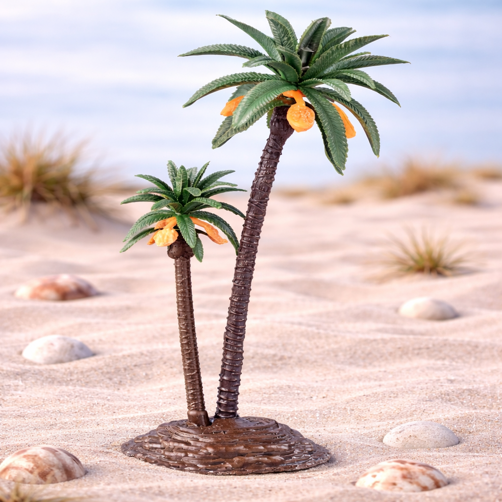 Miniatur Palmen Set 12 und 18cm aus Kunststoff, maritim Sommer Dekofigur für Diorama Modellbau Puppenhaus Tischdekoration