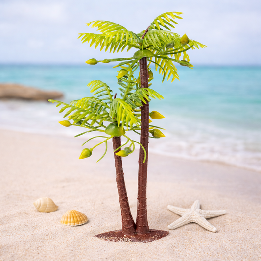 Dekofigur Palme Miniatur 10 und 13 cm grün braun aus Kunststoff für Maritim Sommer Urlaub Diorama Tischdekoration Bastelartikel