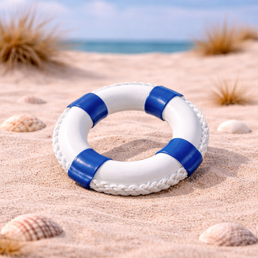 Miniatur Rettungsring blau weiß aus Polyresin 4,5 cm maritime Dekofigur für Diorama Modellbau Puppenhaus Sommer Urlaub