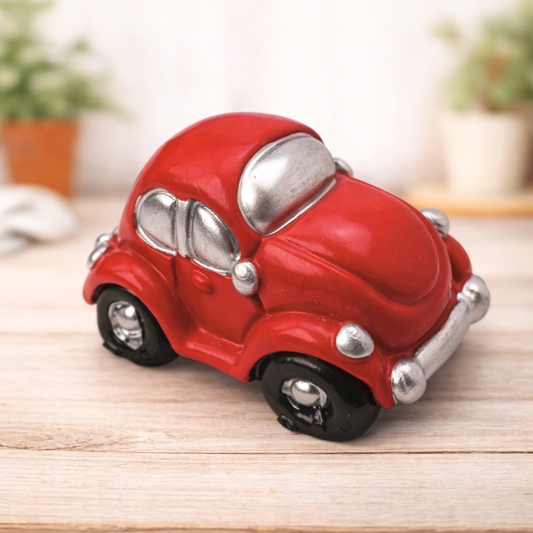 Mini Käfer Auto rot aus Polyresin 4,5 cm – Dekofigur für Geldgeschenk Zubehör, Bastelarbeit, Diorama und Puppenhaus