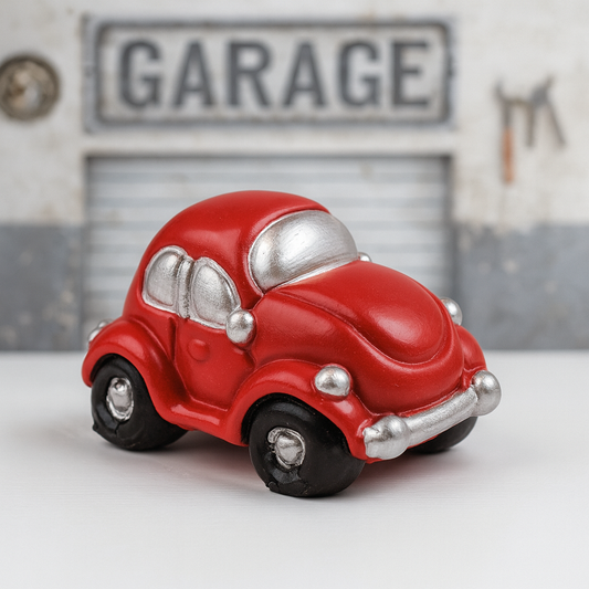 Mini Käfer Auto rot aus Polyresin 4,5 cm – Dekofigur für Geldgeschenk Zubehör, Bastelarbeit, Diorama und Puppenhaus