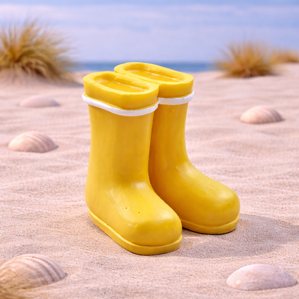 Gummistiefel Miniatur gelb aus Polyresin 4cm Regenstiefel Dekofigur für Diorama Modellbau Puppenhaus Geldgeschenk Zubehör