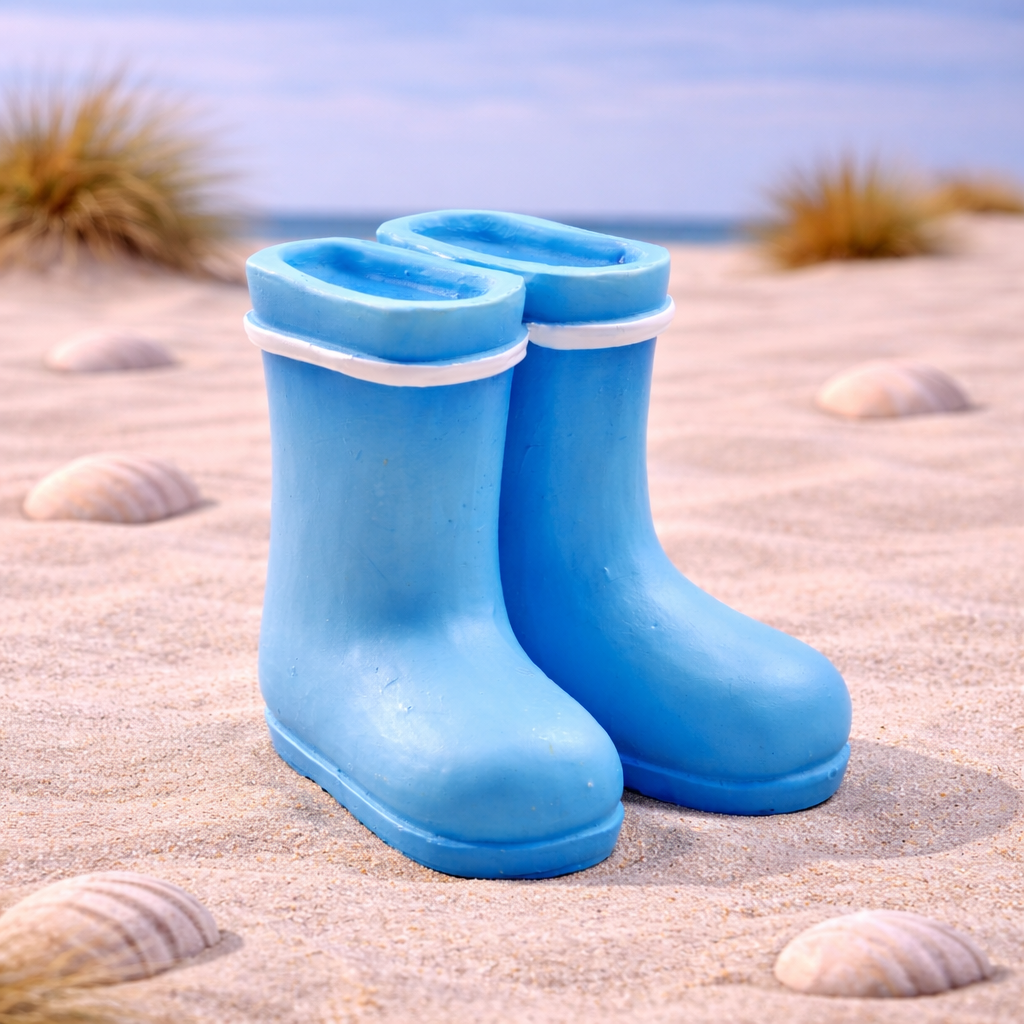 Gummistiefel Miniatur blau aus Polyresin 4cm Regenstiefel Dekofigur für Diorama Modellbau Puppenhaus Geldgeschenk Zubehör
