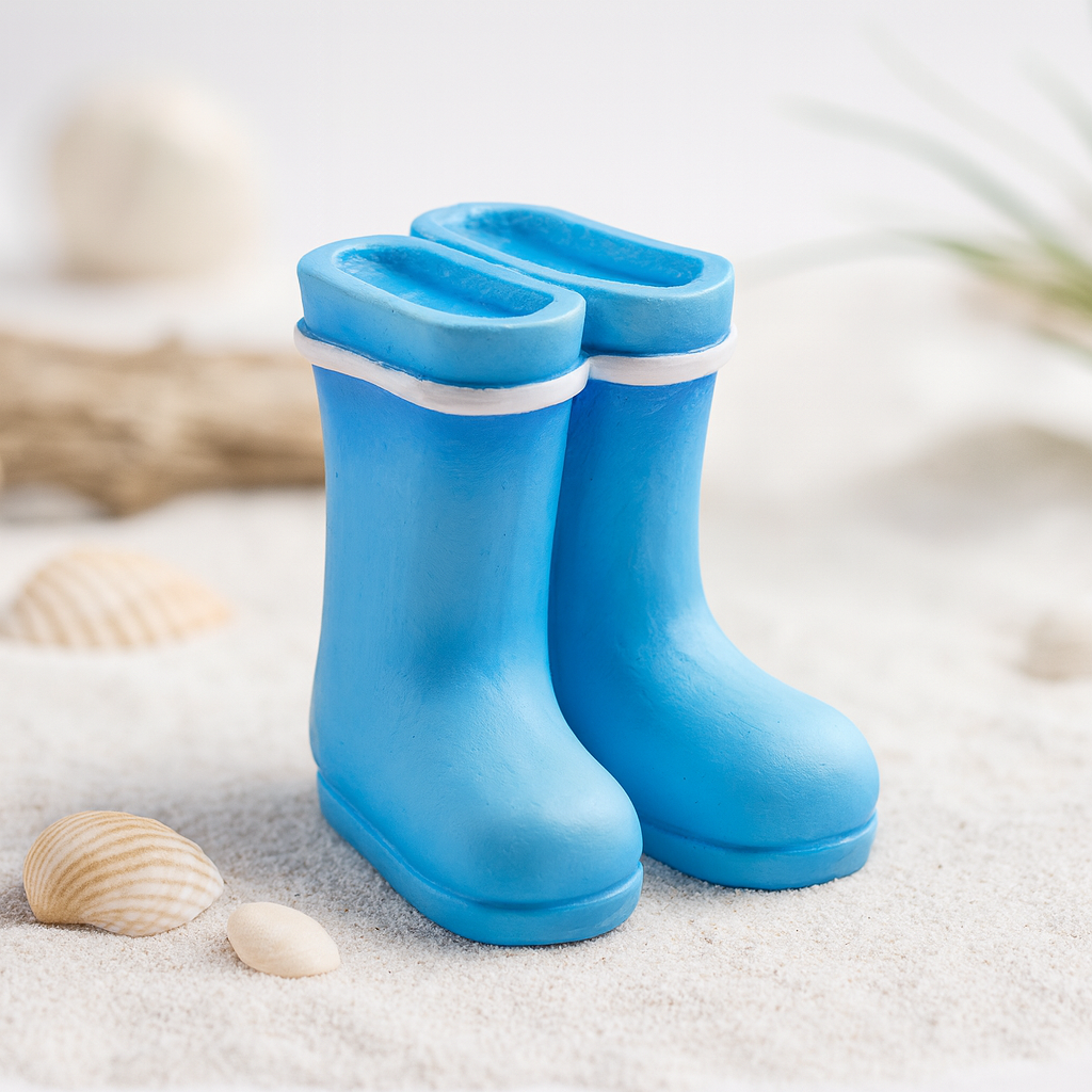 Gummistiefel Miniatur blau aus Polyresin 4cm Regenstiefel Dekofigur für Diorama Modellbau Puppenhaus Geldgeschenk Zubehör