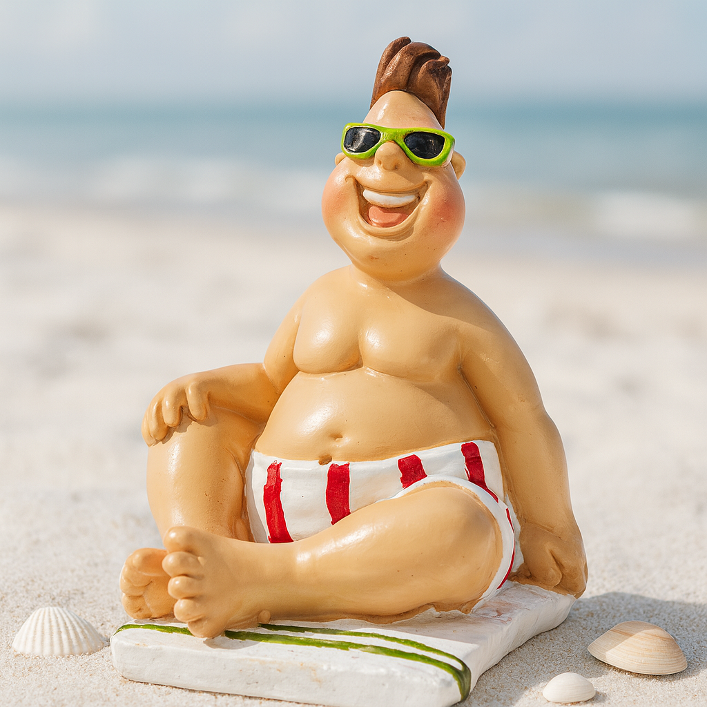 Badeurlauber Mann Miniatur Dekofigur aus Polyresin ca 6cm mit Sonnenbrille für Urlaub Geldgeschenk Diorama Modellbau Puppenhaus