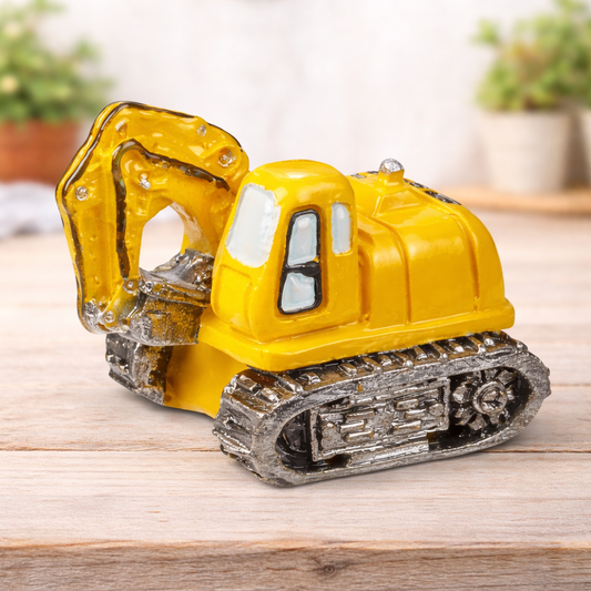 Bagger Miniatur gelb aus Polyresin 3 cm Dekofigur für Modellbau Diorama Puppenhaus Geldgeschenk Zubehör