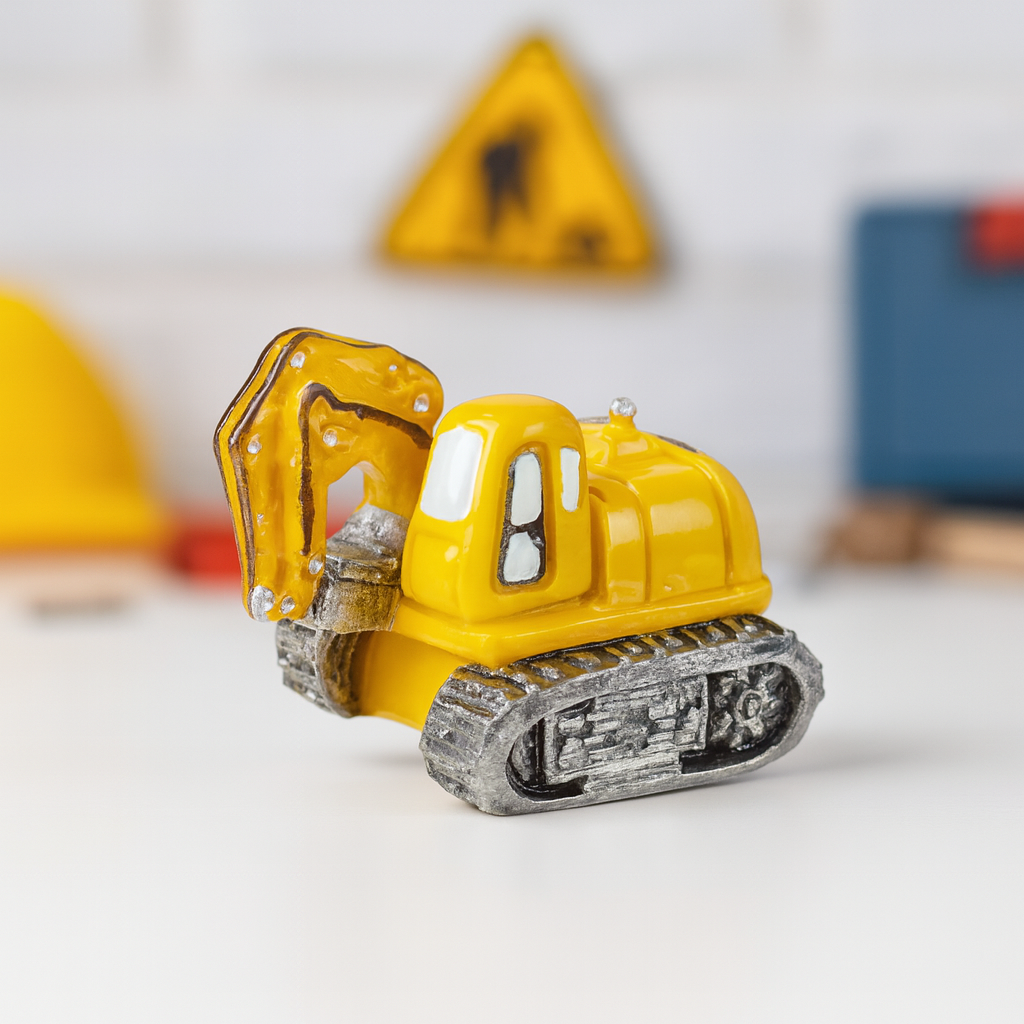 Bagger Miniatur gelb aus Polyresin 3 cm Dekofigur für Modellbau Diorama Puppenhaus Geldgeschenk Zubehör