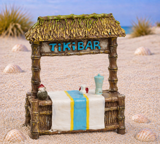 Strandbar Miniatur Tiki Bar aus Polyresin als Dekofigur für Urlaub Geldgeschenk Diorama Modellbau Puppenhaus