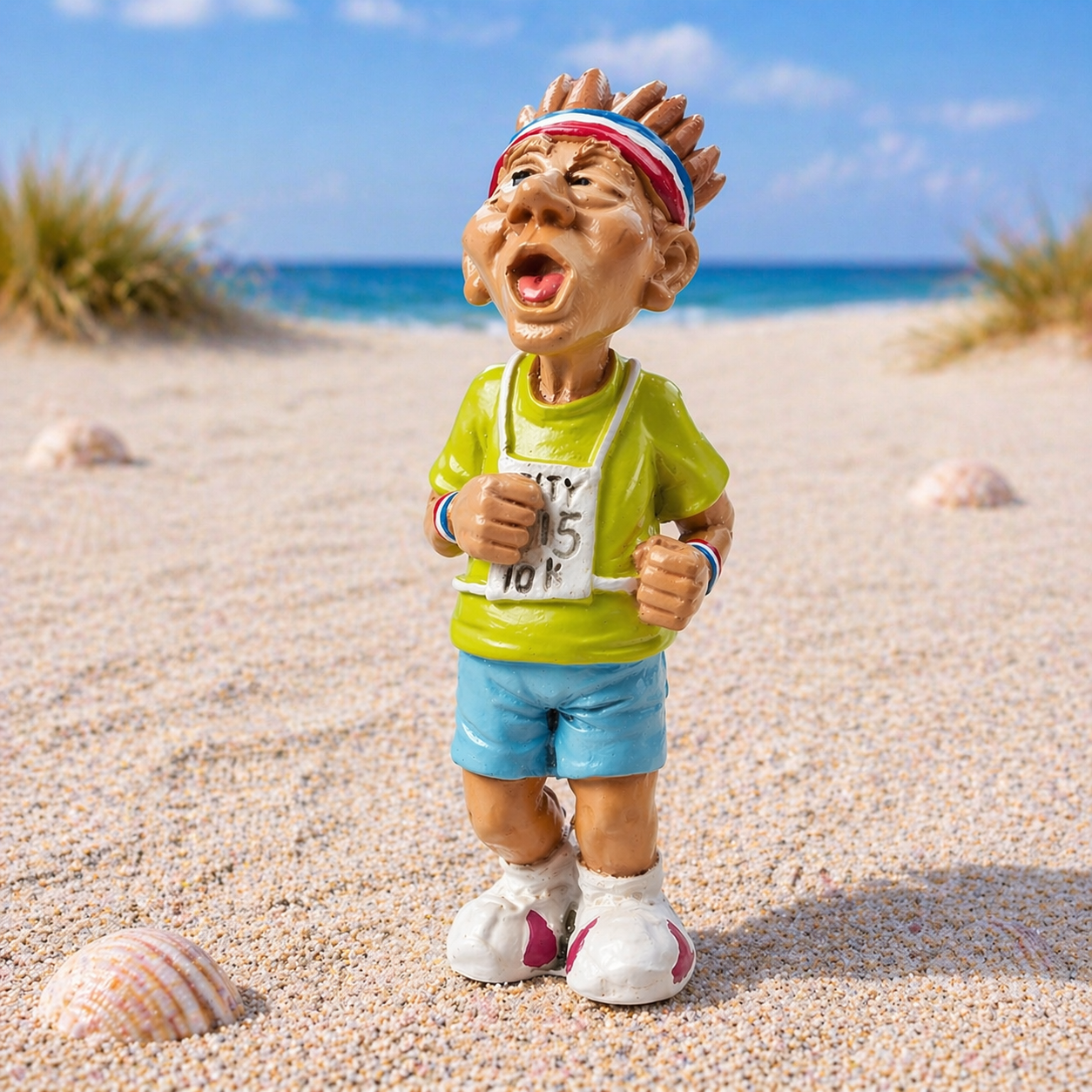 Jogger Dekofigur 7cm aus Polyresin Läufer mit Startnummer Miniatur für Marathon Geldgeschenk Diorama Modellbau Puppenhaus
