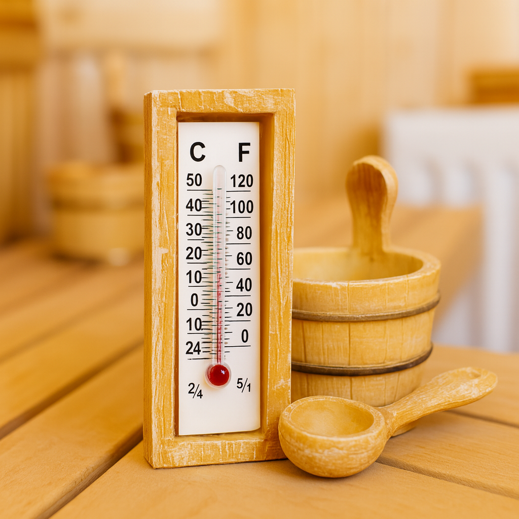 Miniatur Sauna Zubehör 3-teilig, braun, 3–6 cm aus Polyresin – Wichtel Deko