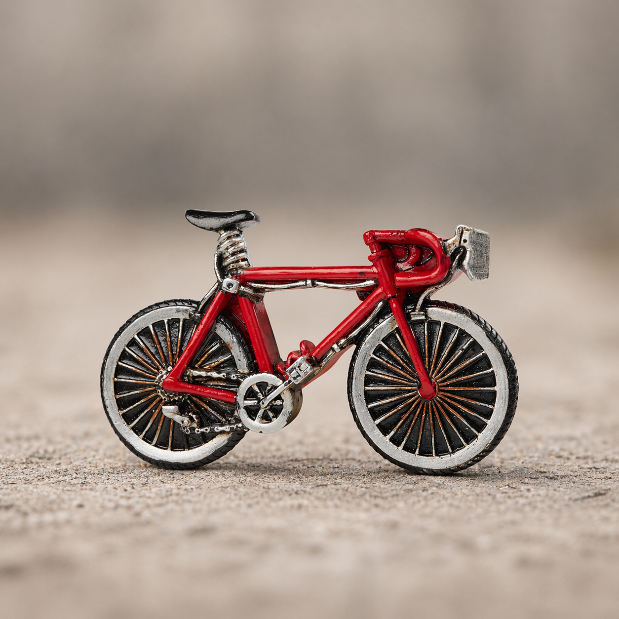 Fahrrad Miniatur 8,5x5cm aus Polyresin in Rot als Dekofigur für Modellbau Diorama Radfahrer Bike Geschenkidee Zubehör