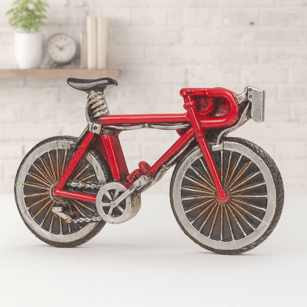 Fahrrad Miniatur 8,5x5cm aus Polyresin in Rot als Dekofigur für Modellbau Diorama Radfahrer Bike Geschenkidee Zubehör