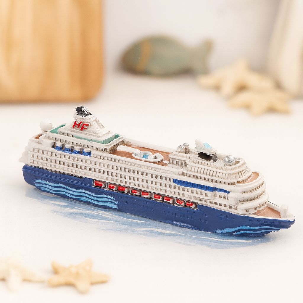 Kreuzfahrtschiff Miniatur aus Polyresin ca. 7cm Schiff Boot Dekofigur für Reisen Urlaub Geldgeschenk Diorama Modellbau