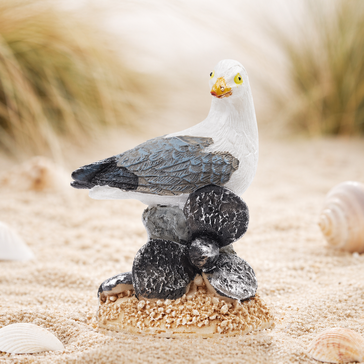Möwe Dekofigur maritim Miniatur 3,5 cm Polyresin auf Propeller Sand Diorama Modellbau Urlaub Geschenkidee Zubehör