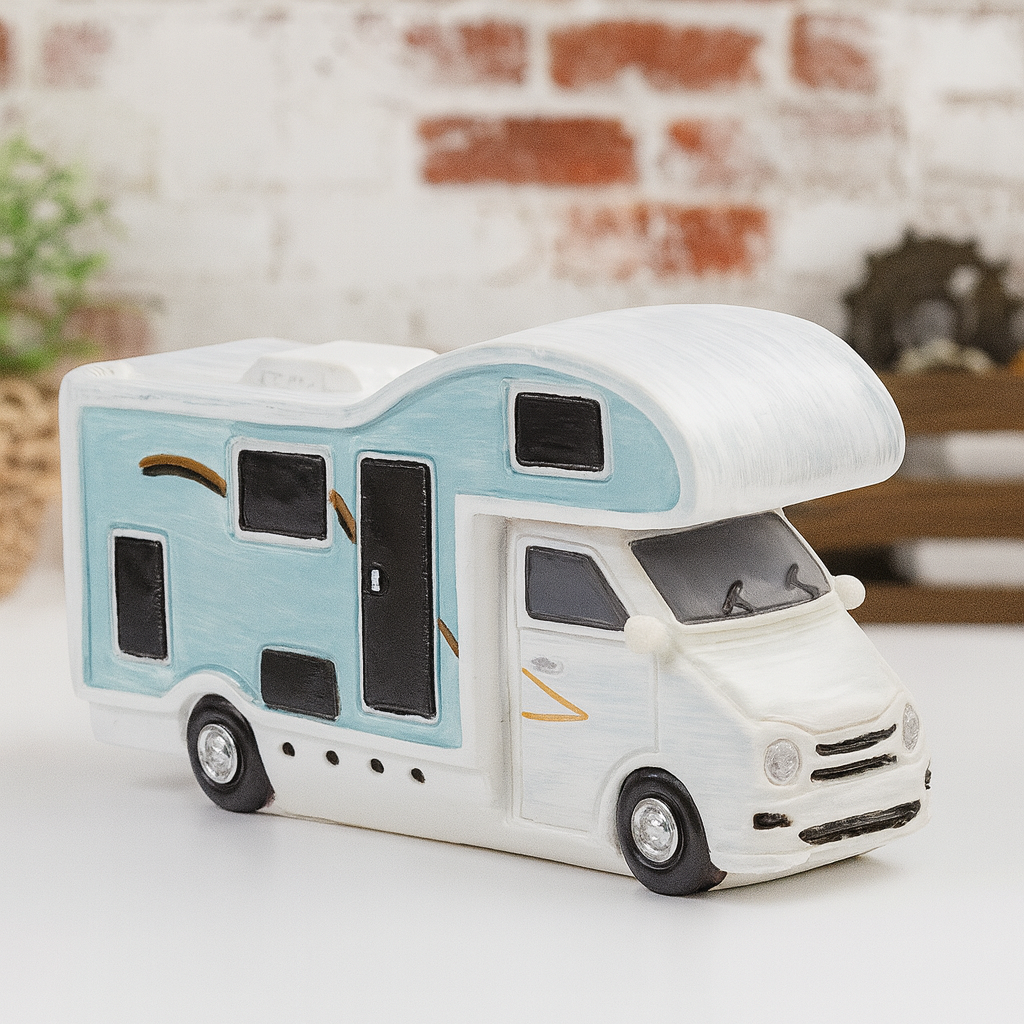 Wohnmobil Miniatur Dekofigur 8cm Polyresin Camping Reise Urlaub Modellbau Geldgeschenk Zubehör Diorama