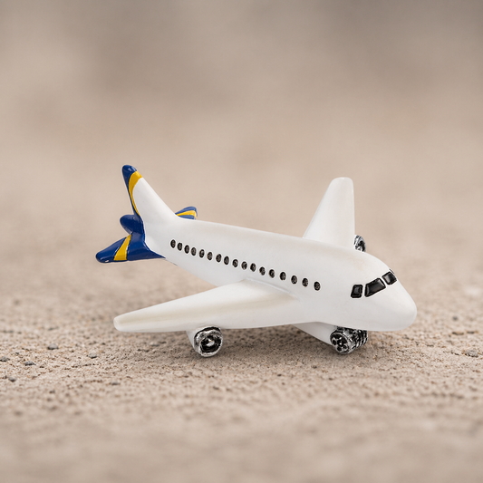 Flugzeug Miniatur Dekofigur aus Polyresin ca. 10cm weiß Modellbau Reise Urlaub Geschenkidee Zubehör Diorama