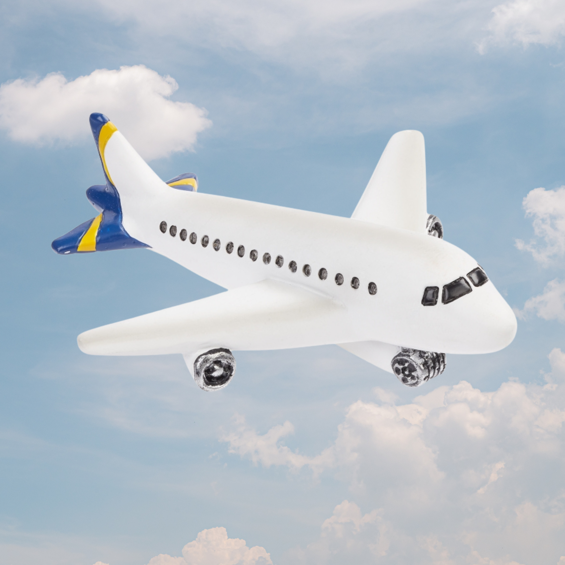 Flugzeug Miniatur Dekofigur aus Polyresin ca. 10cm weiß Modellbau Reise Urlaub Geschenkidee Zubehör Diorama