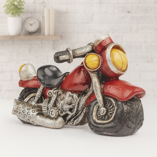 Motorrad Miniatur Dekofigur rot 6,5 cm Polyresin Biker Modellbau Diorama Geschenkidee Geldgeschenk Zubehör Reise Urlaub