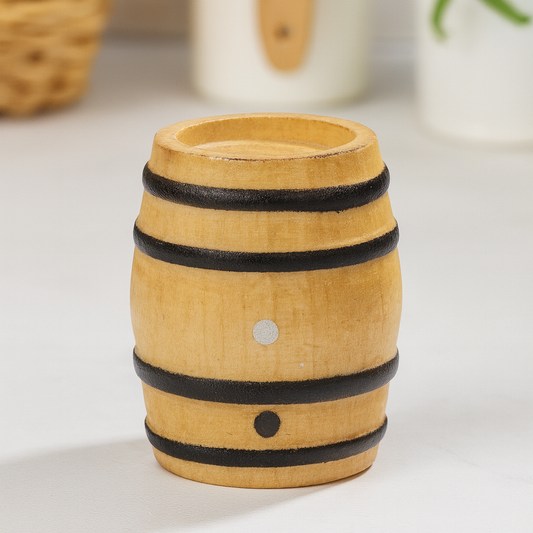 Miniatur Weinfass aus Holz, 4×2,5 cm – Deko für Wichtelhaus & Weinlese