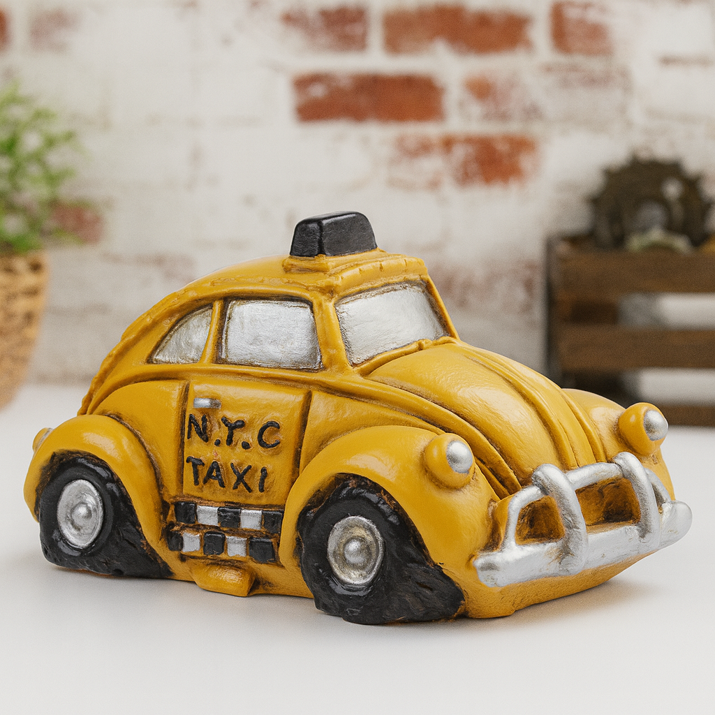 Taxi Miniatur gelb 4cm | Dekofigur Fahrzeug für Geldgeschenk, Bastelarbeit & Diorama
