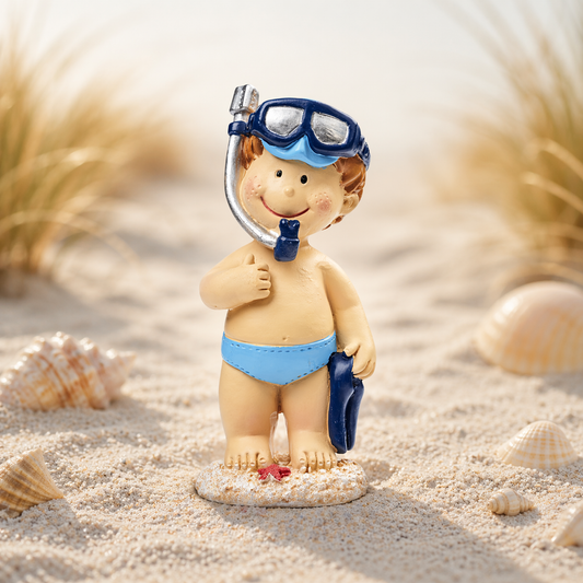 Dekofigur Junge mit Schnorchel blaue Taucherbrille Miniatur Polyresin 8cm Sommer Urlaub Geschenkidee Zubehör Diorama Modellbau