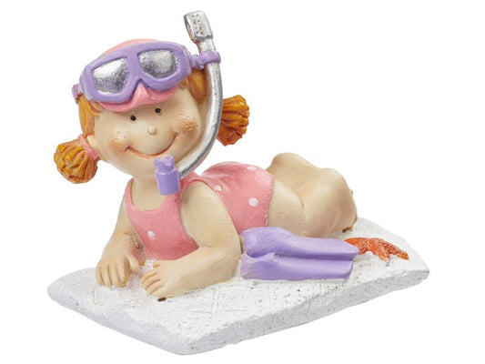 Dekofigur Mädchen mit Schnorchel liegend 7,5 cm Polyresin Sommer Urlaub Miniatur Geldgeschenk Zubehör Diorama Modellbau