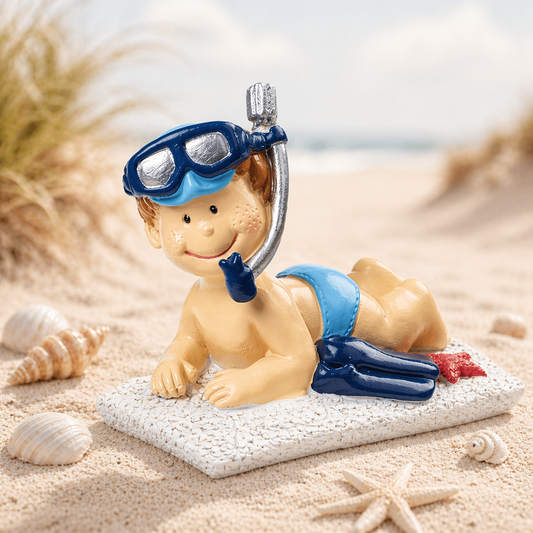 Dekofigur Junge mit Schnorchel liegend 7,5 cm Polyresin Sommer Urlaub Miniatur Geldgeschenk Zubehör Diorama Modellbau