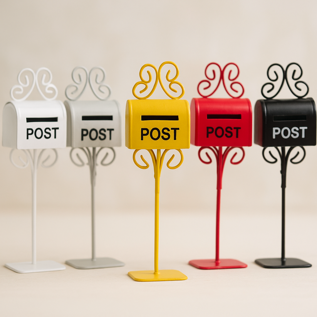 Miniatur Briefkasten Metall 11 cm mit „POST“-Aufschrift in fünf Farben