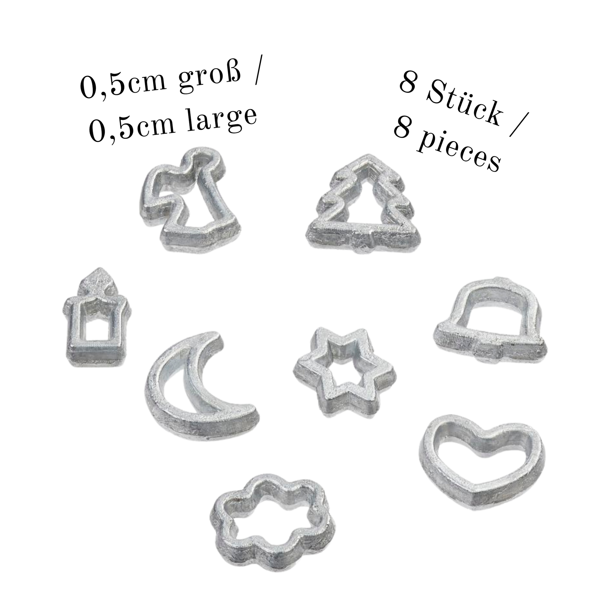 Miniatur Ausstechformen Set aus Metall 8-teilig als Wichtel Zubehör