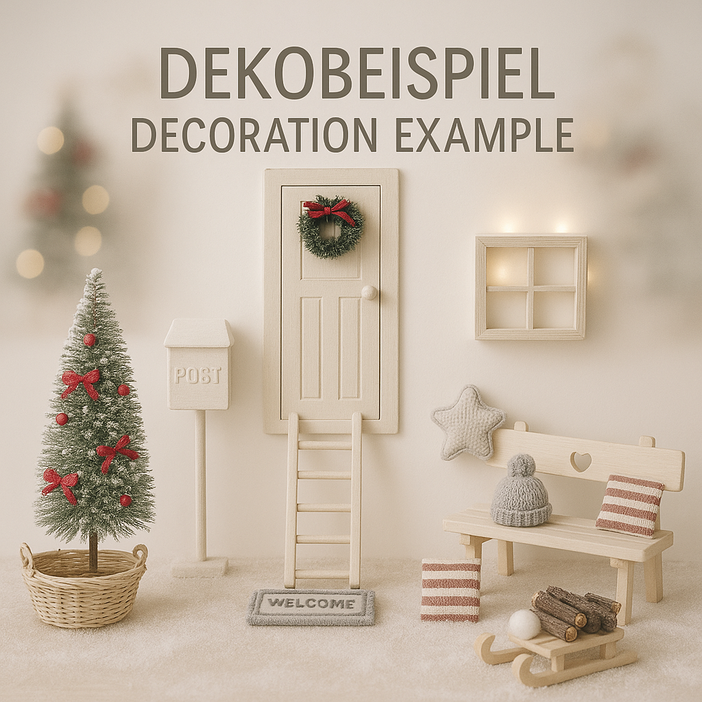 Wichtelzubehör Dekobeispiel für die Wichteltür am Wichtelhaus zu Weihnachten in der Wichtelzeit.