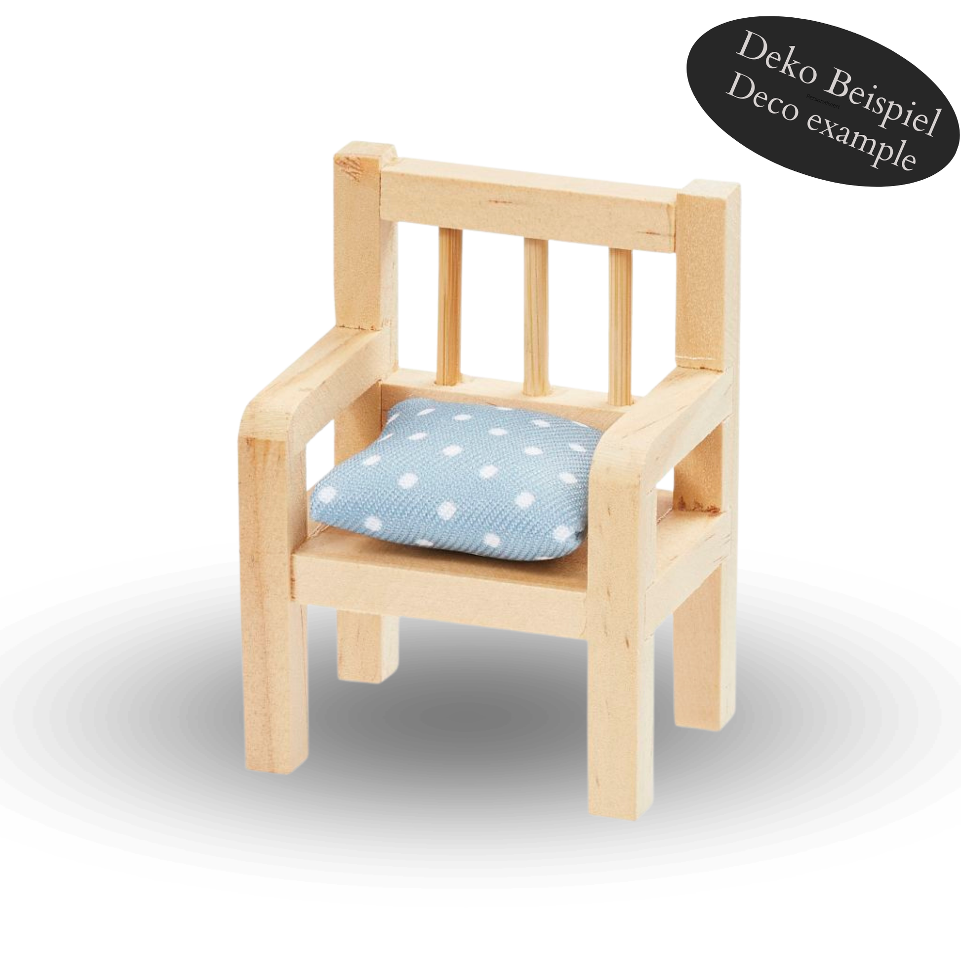 Miniatur Kissen grau mit weißen Punkten aus Stoff als Wichtel Zubehör