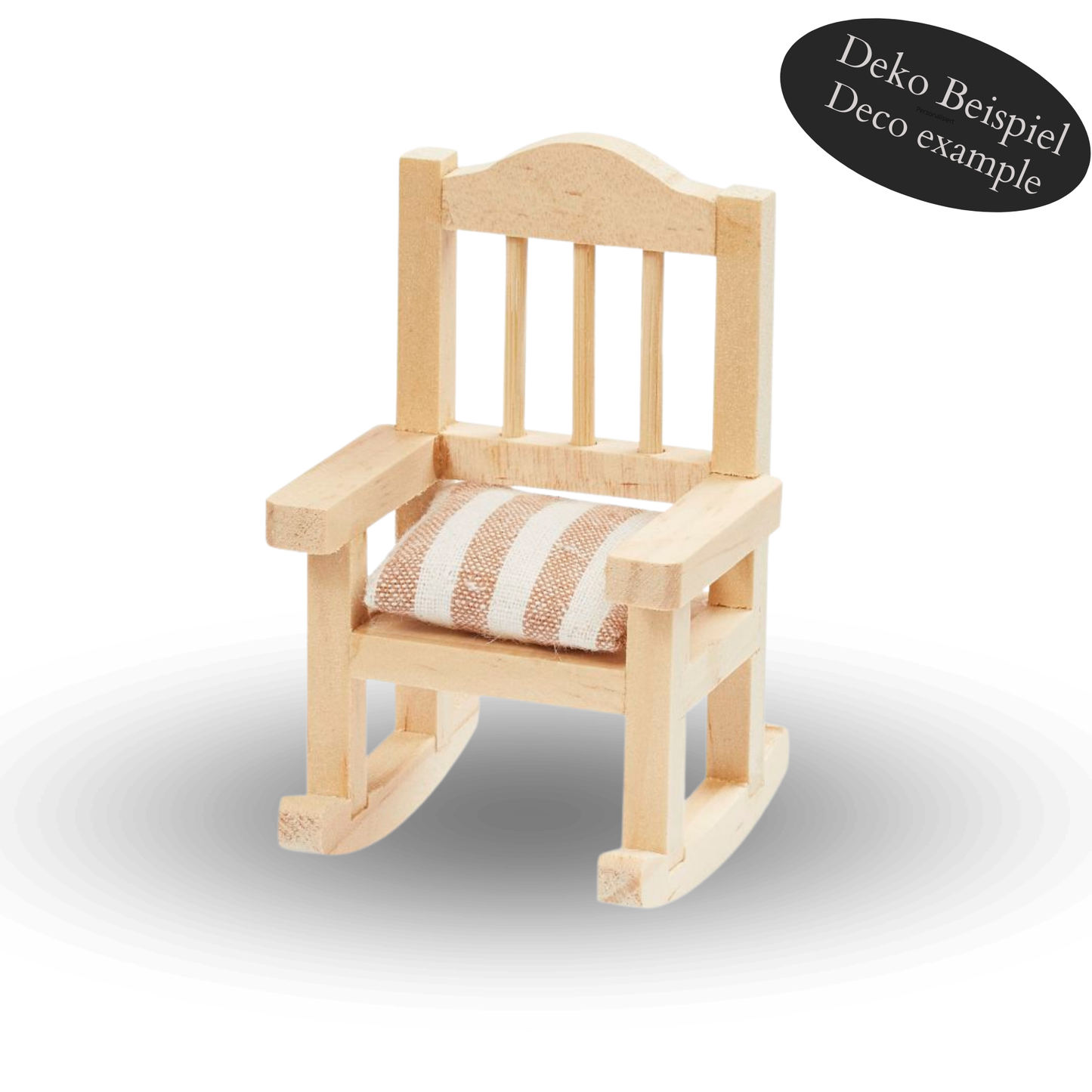 Miniatur Kissen beige weiß gestreift aus Stoff als Wichtel Zubehör