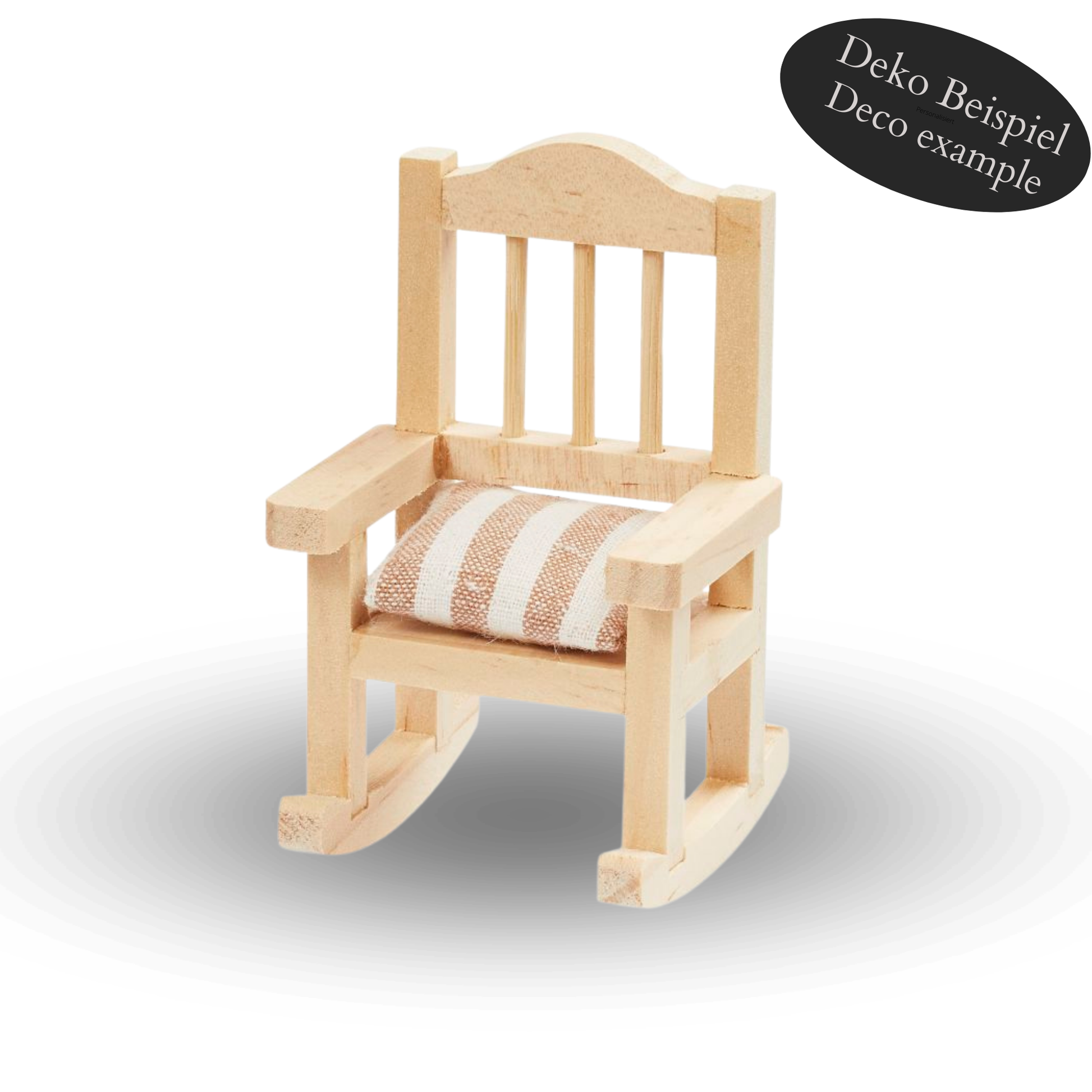 Miniatur Kissen beige weiß gestreift aus Stoff als Wichtel Zubehör